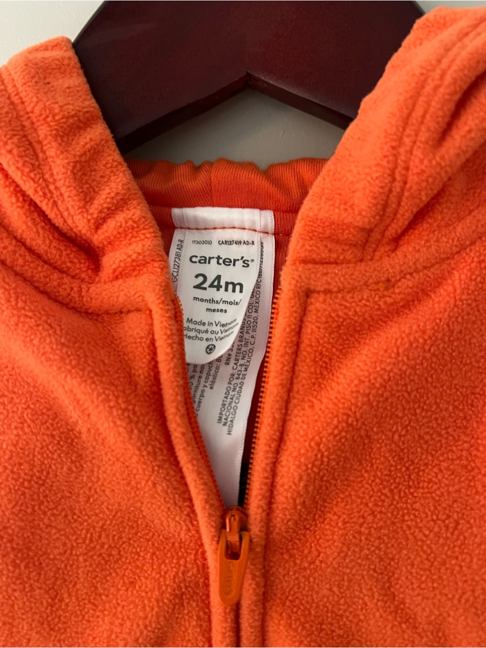 Carter’s 24M Pumpkin Halloween Fleece Costume Vest - Picture 2 of 4